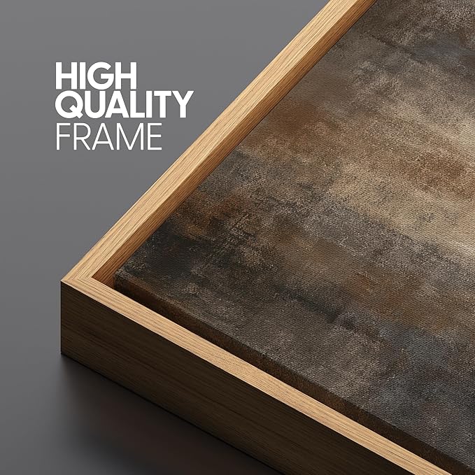 SIGNFORD Framed Canvas Print Wall Art Warm Earth Abstract Neutral Brown and Gray Illustration Modern Art Decorative Chic Relax/Zen for Living Room, Bedroom, Office - 24"x36" Natural