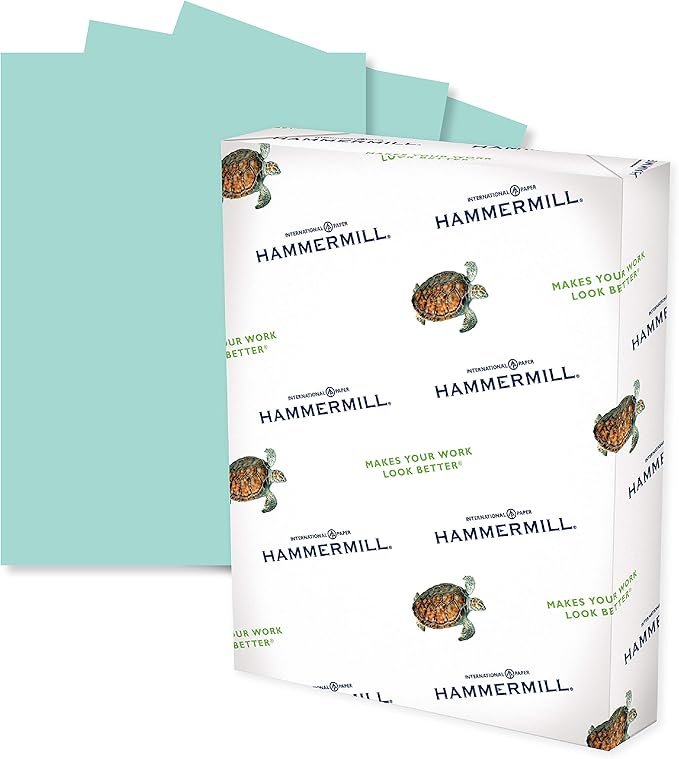 Hammermill Colored Paper, 20 lb Turquoise Printer Paper, 8.5 x 11 - Made in the USA, Pastel Paper, 103820R - 1 Ream (500 Sheets)