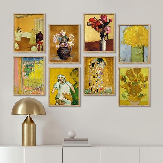 SIGNWIN Framed Poster Bathroom Decor 11"x14"x 8 Natural Natural, Wall Art Room Decor Multicolor for Living Room, Bedroom, Office Gustav Klimt Van Gogh Sunflower Classic Vintage Bohemian