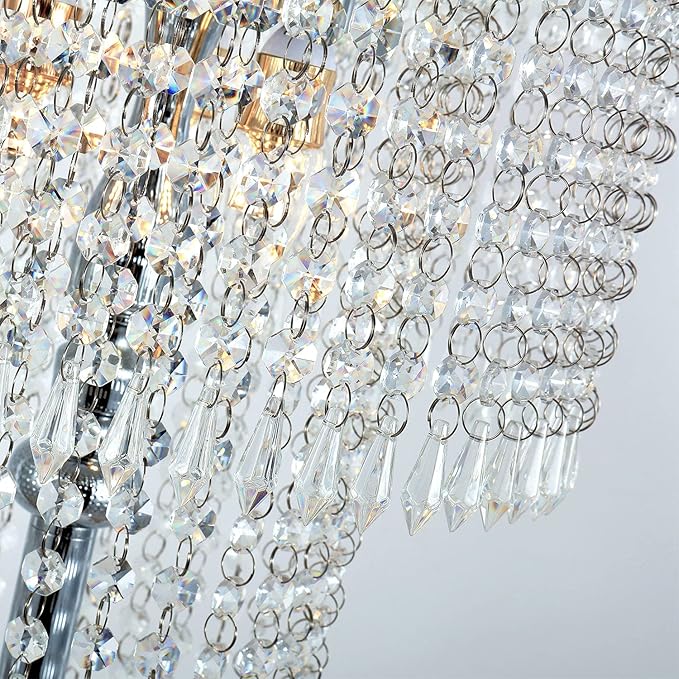 beaysyty Modern Style Crystals Floor Lamp Chrome Finish and Plentiful Crystals for Reading Corner Lamp for Office Cafe,Den,Living Room Bedroom - 3 Lights