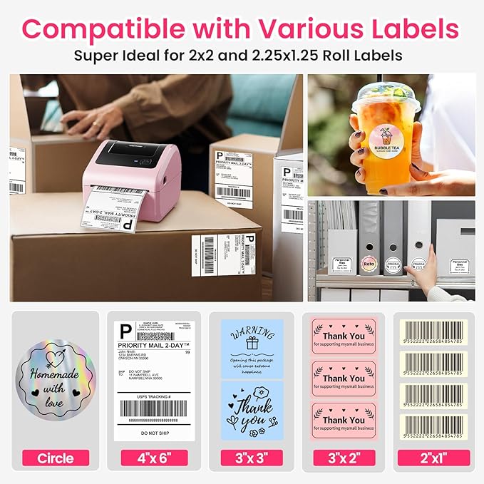 Bluetooth Thermal Label Printer 4x6 - D450BT Shipping Label Printer for Small Business, Shipping Packages, Office, Home, Compatible with USPS, Shopify, Amazon, Tiktok