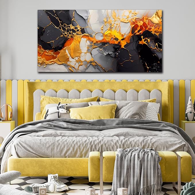 WDHCG Abstract Canvas Wall-Art Living Room - Black and White Wall Decor - Marble Wall Art for Bedroom Office Pictures 24" x 48"