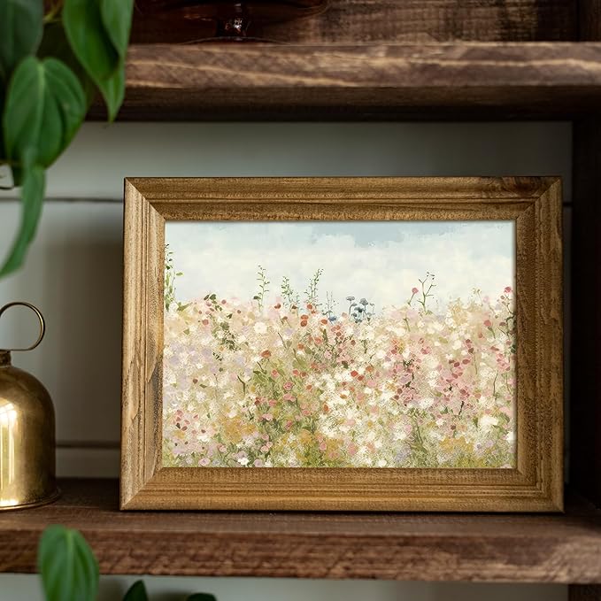 uniro Wildflower Field Vintage Canvas Wall Art for Home Decor, Spring Landscape Art Print, Botanical Floral Posters Oil Painting Wall Art, Plant Flower Pictures Farmhouse for Living Room, Bedroom, Bathroom Decor( 8" x 10"-UNFRAMED)