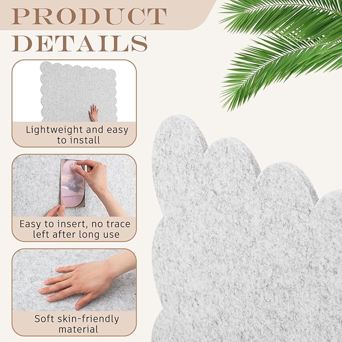 Scalloped Felt Bulletin Board 24 x 18 Inches Foldable Light Gray Pin Cork Board Alternative for Wall, 2' x 1.5' Trifold Picture Vision Self Adhesive Bulletin Decorative