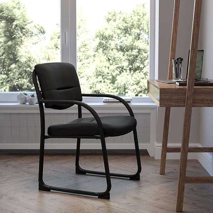 Flash Furniture Richie Black Fabric Executive Side Reception Chair with Sled Base