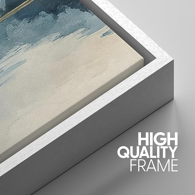 SIGNWIN Framed Canvas Print Wall Art Set Calm Lake Reflection Watercolor Mountain and Water Illustrations Modern Art Decorative Abstract for Living Room, Bedroom, Office - 16"x24"x3 White