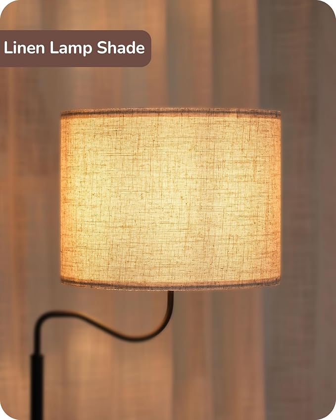 EDISHINE Floor Lamp with Table, Side Nightstand Light with 1 Drawer and 1 Shelf, Bedside Shelf Floor Lamp, Small End Table with Reading Lamp for Living Room Bedroom, Den