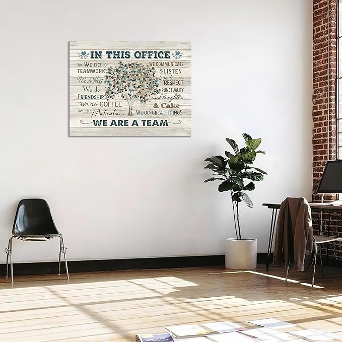 Yibuda In This Office Wall Art Motivational Quotes Pictures Wall Decor We Are A Team Canvas Painting Modern Room Office Decorations Artwork Framed Ready to Hang 24"x16"
