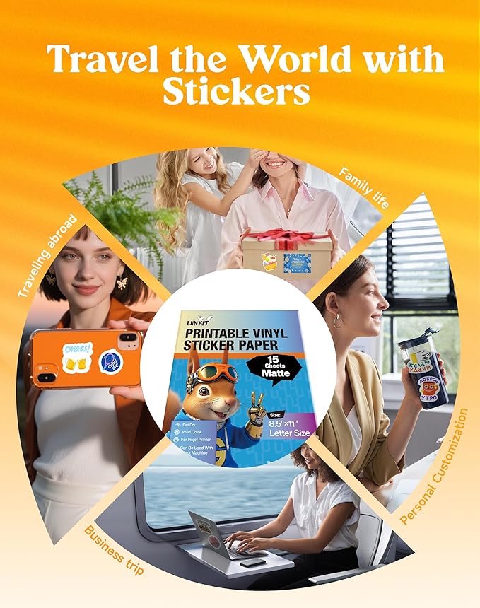 Uinkit Professional-Grade Matte PET Sticker Paper - 8.5"x11" Letter Size | No-Smudge, Quick-Dry & Waterproof | For E-Commerce, Product Branding & Professional Organization | 60 Sheet