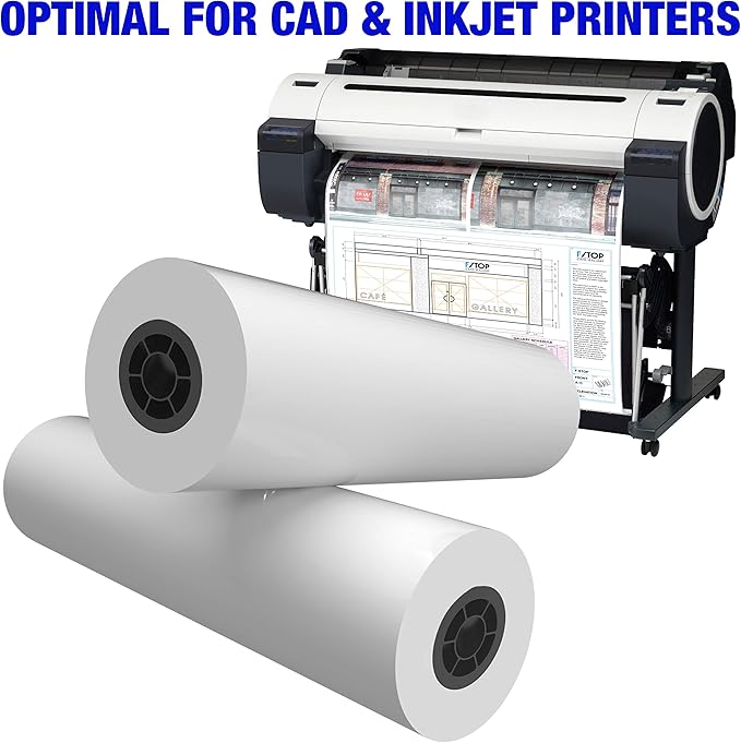 Alliance Wide Format Paper Rolls CAD Bond 30" Widths (4 Rolls, 30 In x 150 Ft | 3" Core)