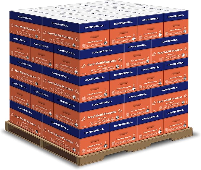 Hammermill Printer Paper, Fore Multipurpose 20 lb Copy Paper, 8.5 x 11-96 Bright, Made in the USA (1 Pallet of 40 Cases, 200,000 Sheets Total)
