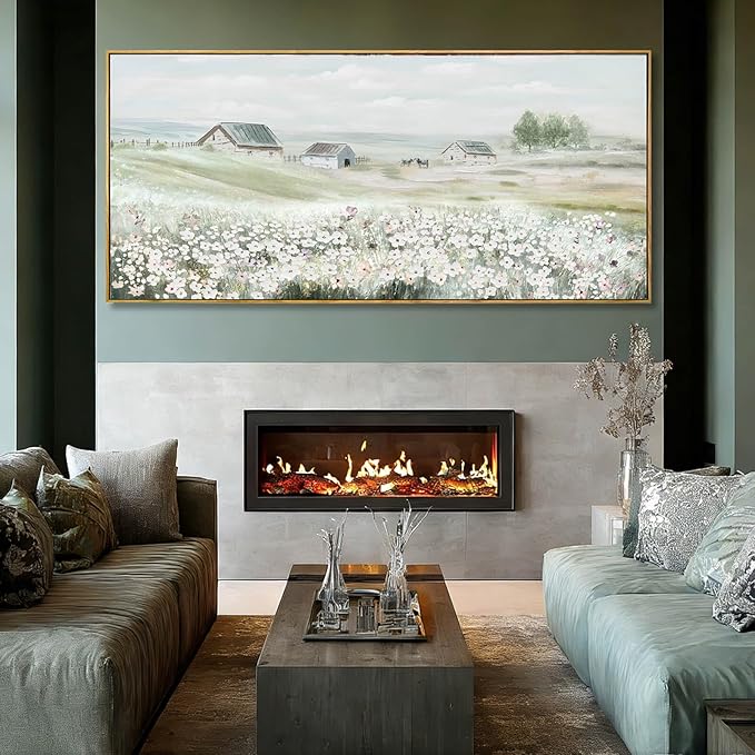 VAYIMDH Green Wall Art Landscape Decorative Pictures Animal Canvas Artwork 40"x86" Wall Decorations for Bedroom Large Poster for Living Room