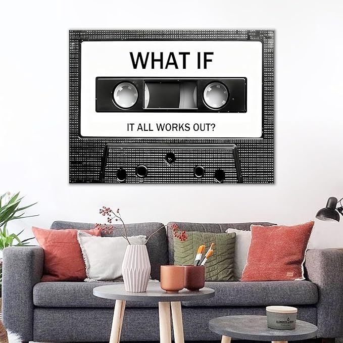 Motivational Wall Art Retro Tape Canvas Poster Print Inspirational Quotes Picture Painting Wall Decor Artwork for Modern Home Living Room Office Workplace Gym Stretched and Framed [30" Wx40 H]
