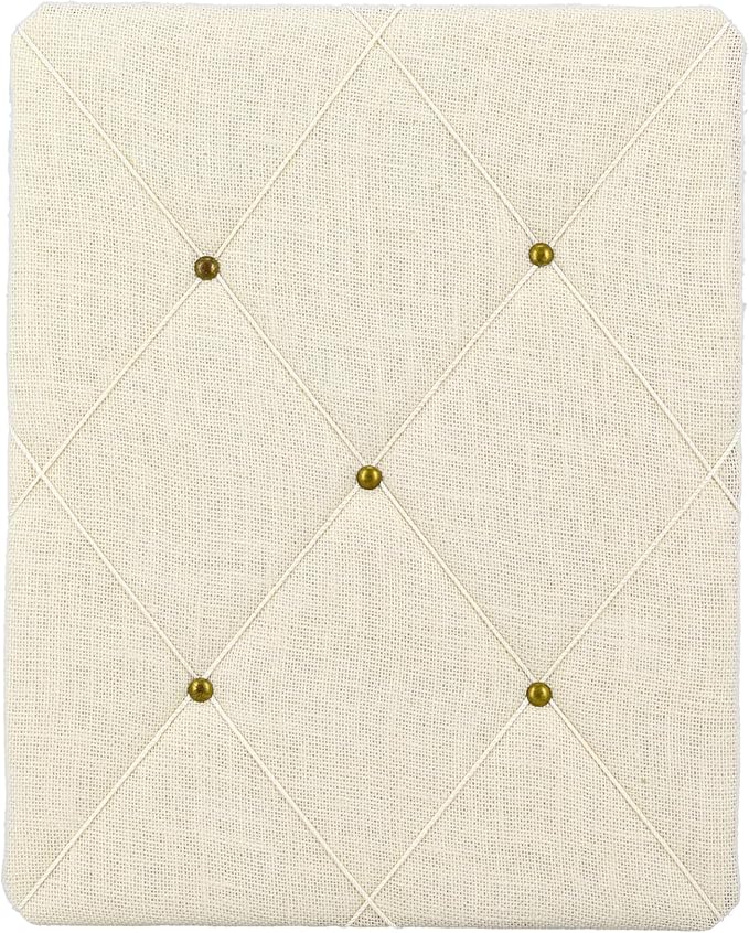 White Burlap Covered with Criss-Cross Twine Bulletin Picture & Memo Board, 19.75 x 15.75