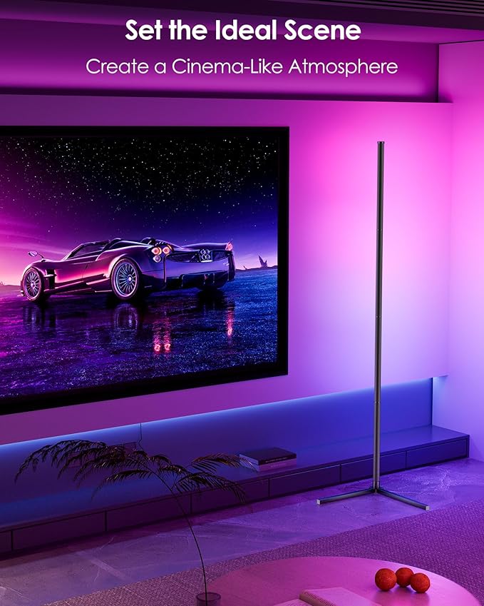 KFM Corner Floor Lamp, 65" Smart RGB LED Corner Lamp with App & Remote Control, 16M Colors,300+ Modes, Music Sync & Timer, Modern Mood Light for Living Room, Gaming Room & Bedroom (1)
