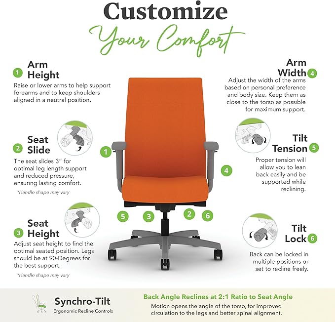 HON Ignition 2.0 Fabric Office Chair, Upholstered, Adjustable Arms, Advanced Synchro-Tilt Recline Executive Ergonomic Office Chair, Titanium Frame, Apricot