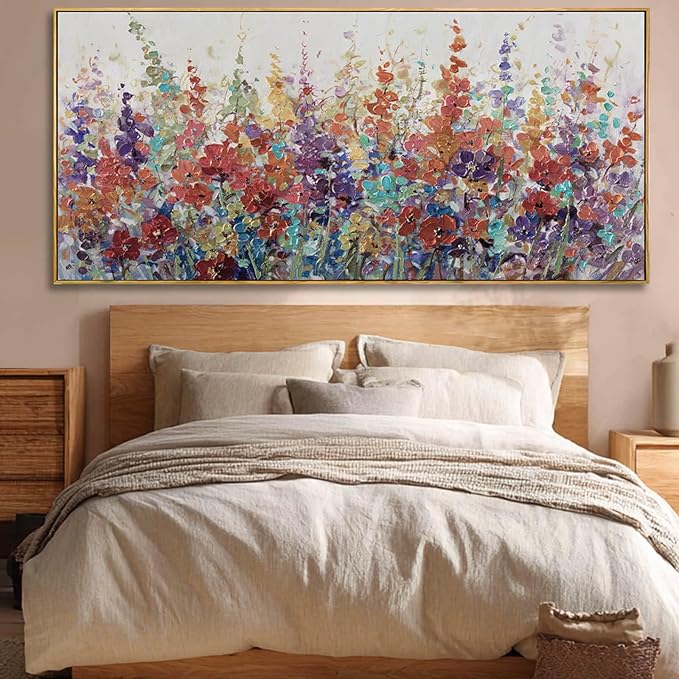 Colorful Framed Wall Art Flower Photo Prints Modern Wall Decorations 40"x86" Large Artwork for Dining Room Office Kitchen Pictures
