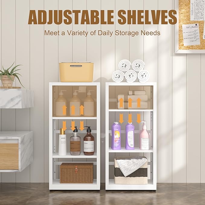 3 Tier Bookshelf, 34"Tall Metal Bookcase with Adjustable Shelves, Modern Display Book Shelf, White Bookcase Shelf, Utility Shelf, Storage Shelves for Office, Living Room, Kitchen, Study-16"W