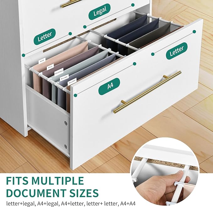 YITAHOME 2 Drawer File Cabinet with Charging Station Printer Stand with Open Storage Shelf Vertical File Cabinets for Home Office Bedroom, Living Room