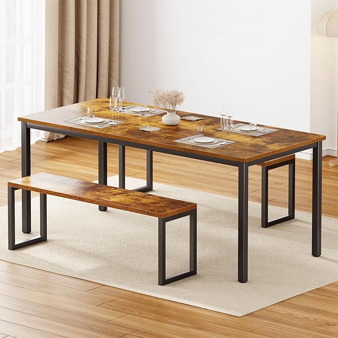 Need Large Computer Desk 70.8 x 31.5 inches Conference Table Large Office Desk Writing Table Workstation for Home Office,Rustic Brown & Black 10FJGSAC3-180FG-ND