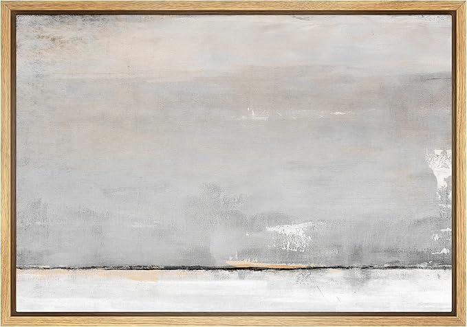 SIGNWIN Framed Canvas Print Wall Art Pastel Gray Yellow Watercolor Landscape Abstract Shape Illustrations Modern Art Decorative Contemporary Minimal for Living Room, Bedroom, Office - 24"x36" Natural