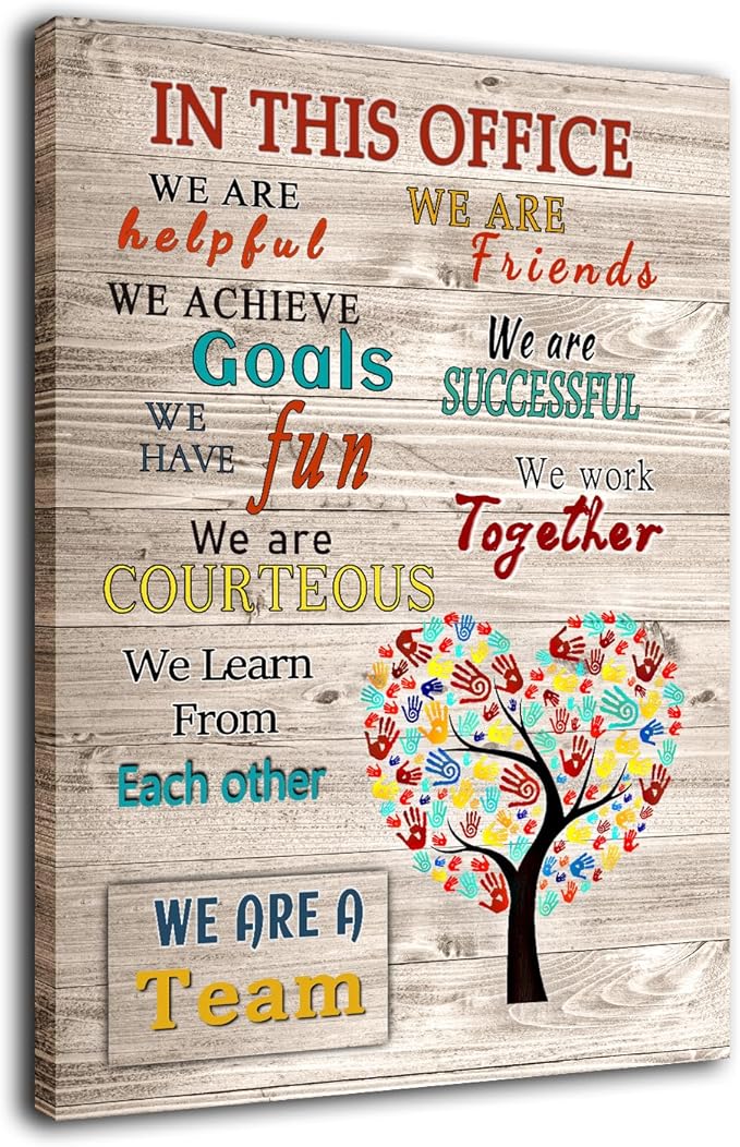 WHAOMIOT Inspirational Wall Art - Positive Wall Decor Print Canvas - Team Motivational Quotes - Modern Office Decorations - 16 x 24 Inch Frame Ready To Hang