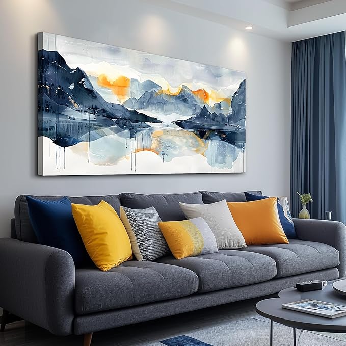 FUHAIHUA Canvas Wall Art For Living Room Large Wall Decor For Office Bedroom Home Decorations Minimalism Abstract Paintings Watercolor Ink Pictures Artwork Aesthetic Room 24x48 In