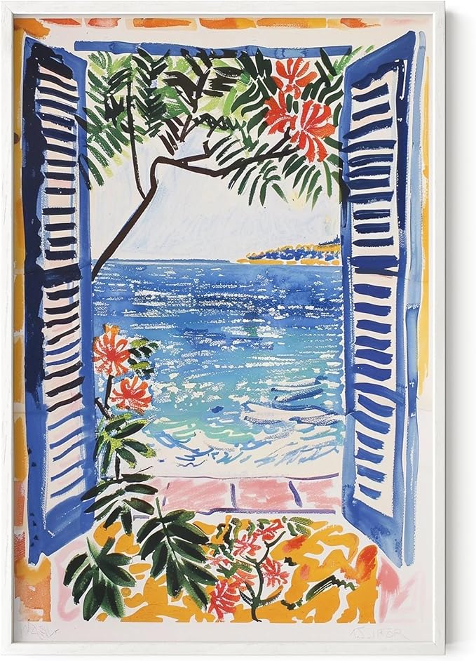HAUS AND HUES Floral Art Wall Decor - Wildflowers Wall Art for Living Room, Floral Artwork for Bedroom Walls, Flower Painting for College Girls Dorm Room (Open Doors, White Frame, 24x36)