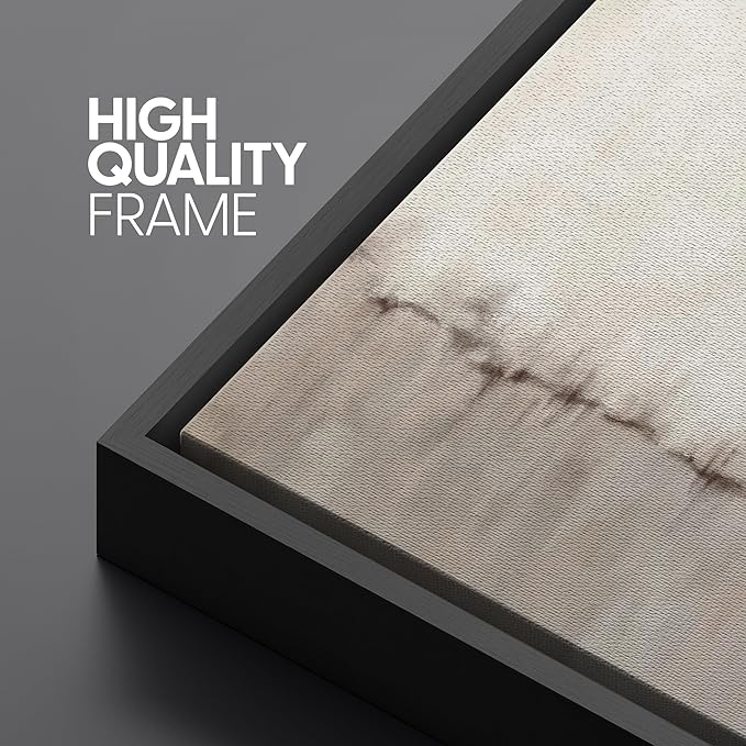 SIGNFORD Extra Large Framed Canvas Minimalist Neutral Soundwave Abstract Illustrations Modern Art for Living Room, Bedroom, Office - 60"x30"