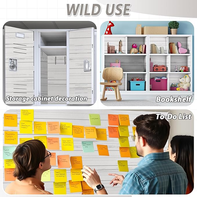 White Wood Bulletin Board Roll Wood Grain Classroom Decoration White Non-Woven Fabric Bulletin Board Background Reusable Waterproof Erasable Wall Decor for Arts Crafts Classroom Supplies 15.75" x 20ft