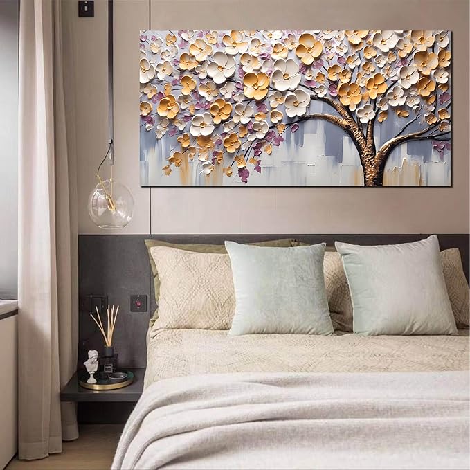 Tree Pictures for Living Room - Colorful Wall Art for Bedroom - Large Modern Canvas Wall Art for Office Size 29" x 59"