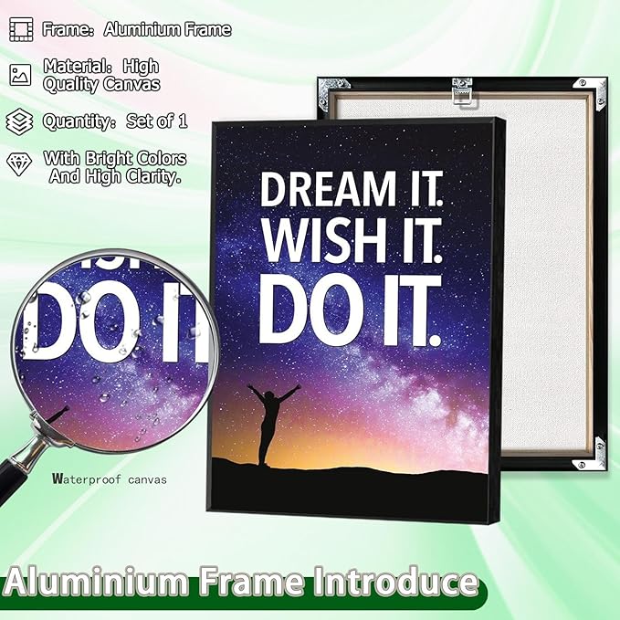 Funky Motivational Quotes Wall Art Trendy Motivational Dream It Wish It Do It Canvas Poster Work Motivation Hustle Inspiring Prints Painting For Office Living Room Wall Decor 16x24in Framed