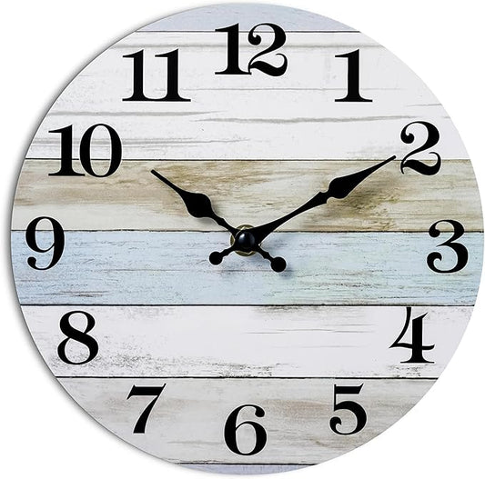 HYLANDA Wall Clock, Wall Clocks Battery Operated Silent Non Ticking, Rustic Clocks Decorative for Kitchen, Bathroom, Bedroom, Living Room, (8 Inch)