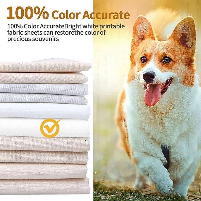15Pcs Canvas Printer Paper for Inkjet Printers, 8.5x11 Inch Bright White 280gsm Printable Fabric Sheets Tear-Resistant, Print with Glossy Side for Photo Art Sketch Printing