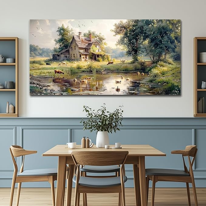 FUHAIHUA Canvas Wall Decor For Living Room Large Farmhouse Wall Art For Bedroom Office Decorations Farm Scenery Pictures Countryside Wall Paintings Modern Artwork Ready To Hang Home Decor 30x60 In