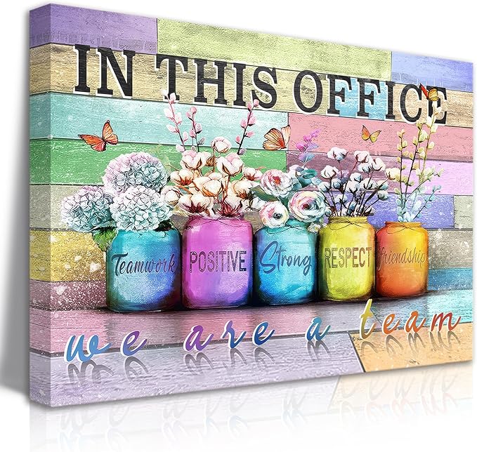 Inspirational Office Canvas Wall Art In This Office We Are A Team Motivation Human Resourcesflowers Inspirational Quotes Phrases Poster Framed Wall Art Team Motivational Quotes Team Decor 12x16 In