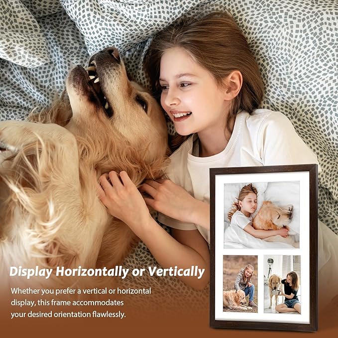 Golden State Art 12x17 Dark Brown Wood Picture Frame - White Mat for 8x10 and 5x7 Photos - Real Glass, Sawtooth Hanger, Swivel Tabs - Wall Mounting - Great for Posters, Weddings, and Engagements