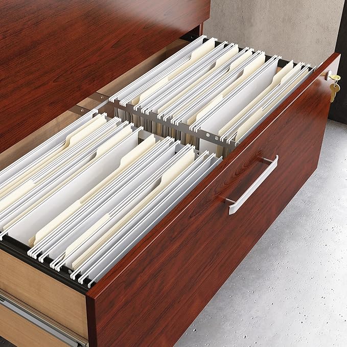 OfficeWorks by Sauder Affirm Lateral File, L: 35.43" x W: 23.47" x H: 29.29", in Classic Cherry Finish