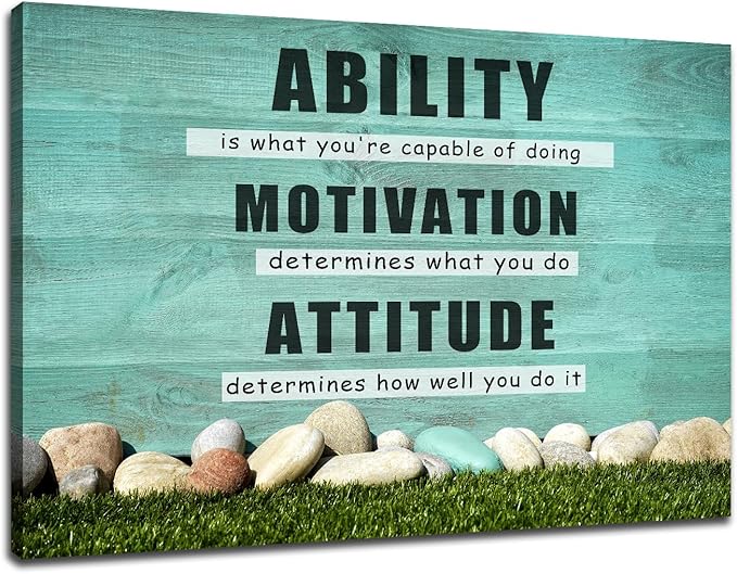 Inspirational Canvas Poster Motivational Wall Art Ability Motivation Attitude Picture Print Entrepreneur Quotes Painting Modern Home Living Room Office Gym Wall Decor Stretched and Framed[36''Wx24''H]