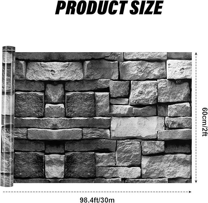 Tenceur Bulletin Board Paper 24 Inch x 100ft Fade Resistant Paper Roll for Classroom Decor(Gray Brick)