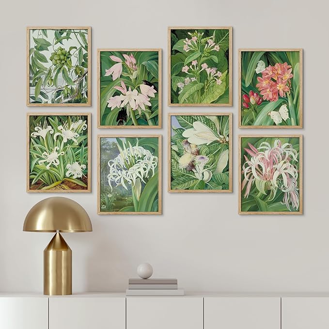 SIGNWIN Framed Poster Bathroom Decor 11"x14"x 8 Natural, Wall Art Room Decor Multicolor for Living Room, Bedroom, Office Botanical Floral Garden Zen Flower Classic Vintage Illustrations Bohemian