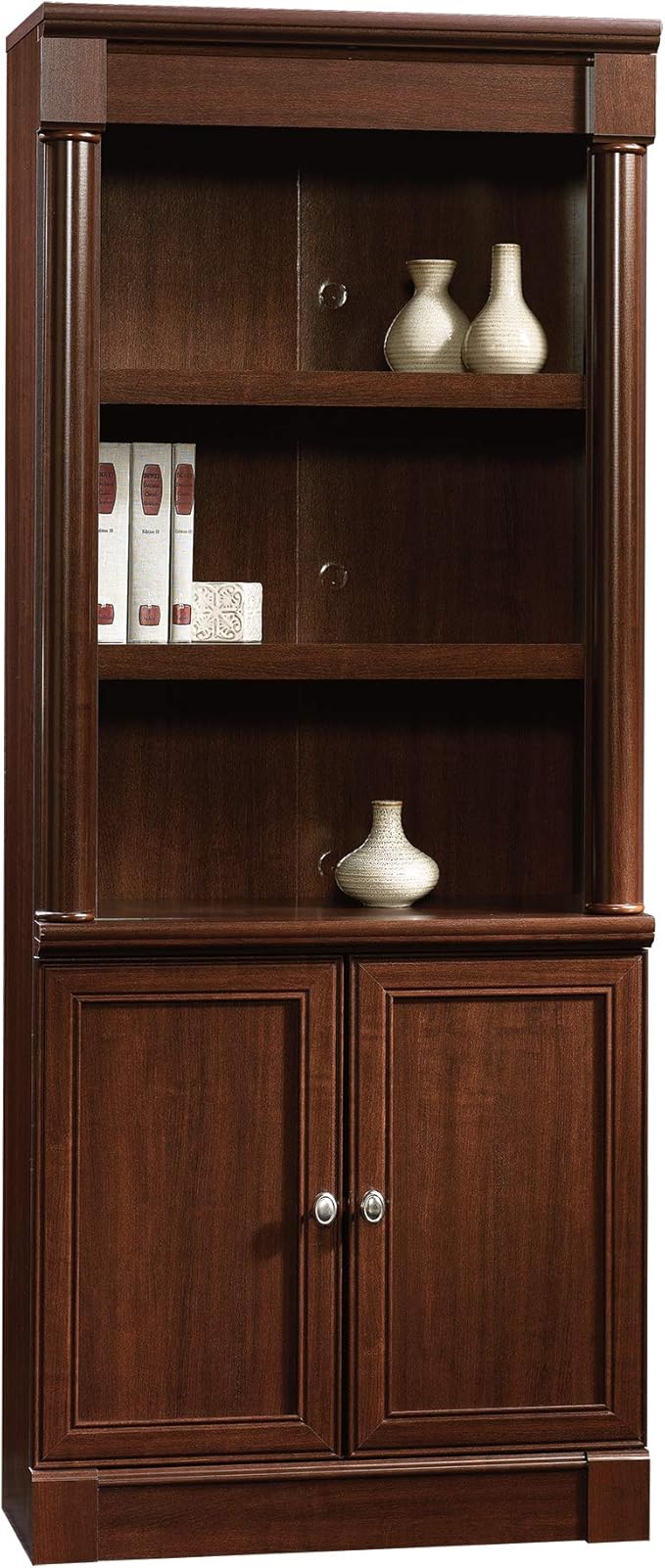 Sauder Palladia Lateral File and Library with Doors/Book Shelf, Select Cherry Finish