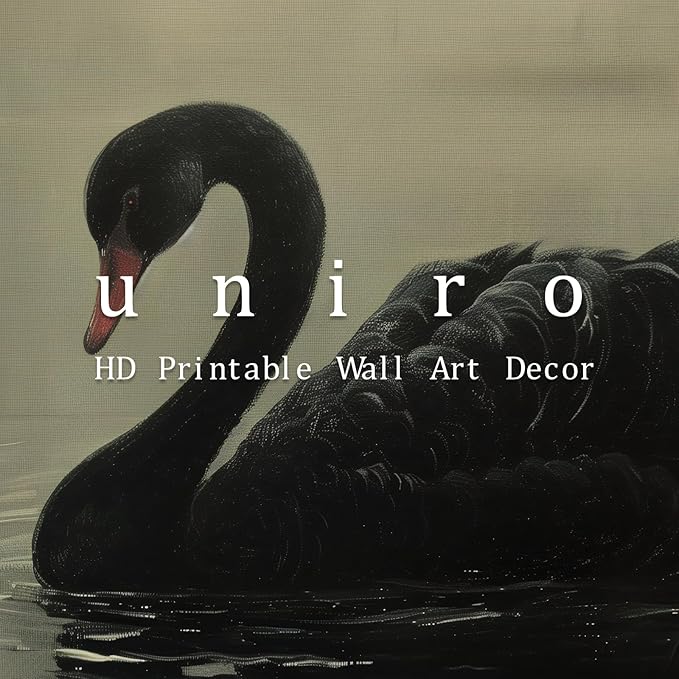 uniro Black Swan Retro Wall Art Gothic Home Decor Dark Academia Wall Art Prints Victorian Goth Print Dark Cottagecore Wall Art Moody Vintage Oil Painting Aesthetic(8" x 10"-UNFRAMED)