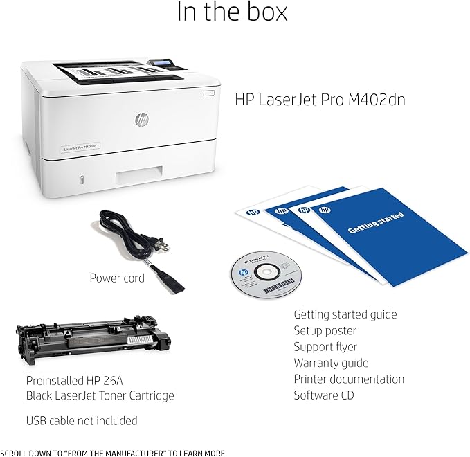 HP Laserjet Pro M402dn Monochrome Printer, Amazon Dash Replenishment Ready (C5F94A) (Renewed)