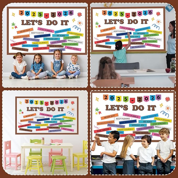 Welcome Back to School Bulletin Board Motivational Classroom Decorations Set This is Your Year Paper Cutouts Colorful Positive Affirmation for Office Home Nursery Chalkboard Wall Door Supplies