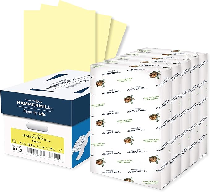 Hammermill Colored Paper, 20 lb Tan Printer Paper, 8.5 x 11-10 Ream (5,000 Sheets) - Made in the USA, Pastel Paper, 102863C