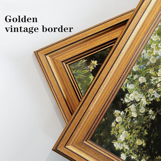 Gold Framed Wall Art Vintage Canvas Wall Art Retro French Country Garden Women Flower Artwork Prints Picture for Living Room Bedroom Farmhouse Bathroom Office Decor, 16x24