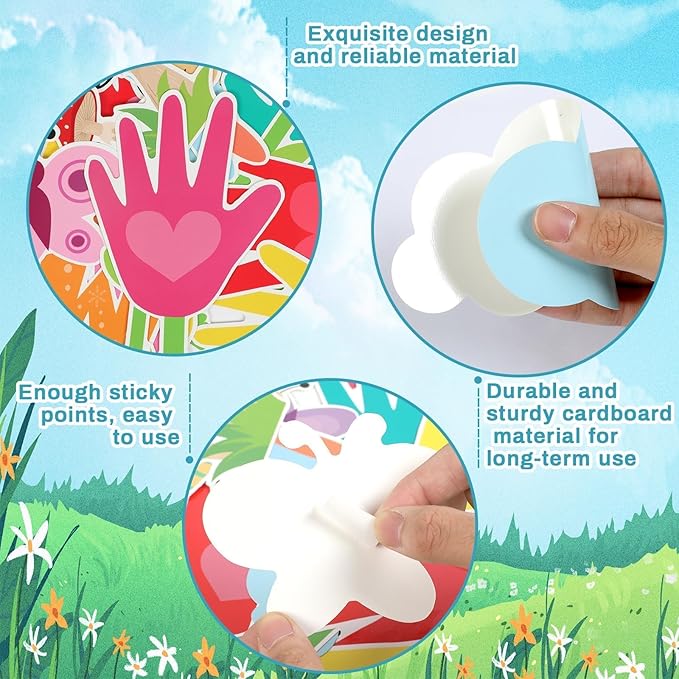 Spring Classroom Bulletin Board Decorations Never Stop Growing Bulletin Board Set Spring Theme Handprint Butterfly DIY Paper Cutouts for Teacher Classroom School Home Kindergarten Supplies