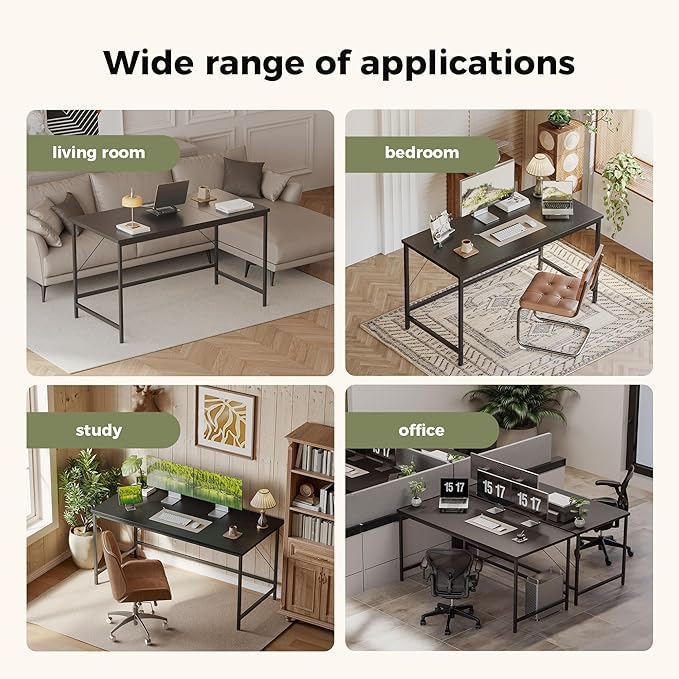 Mericonia 55 inch Computer Desk, Gaming Desk for Small Spaces, Modern Simple Style Table for Home Office, Study Student Writing Table