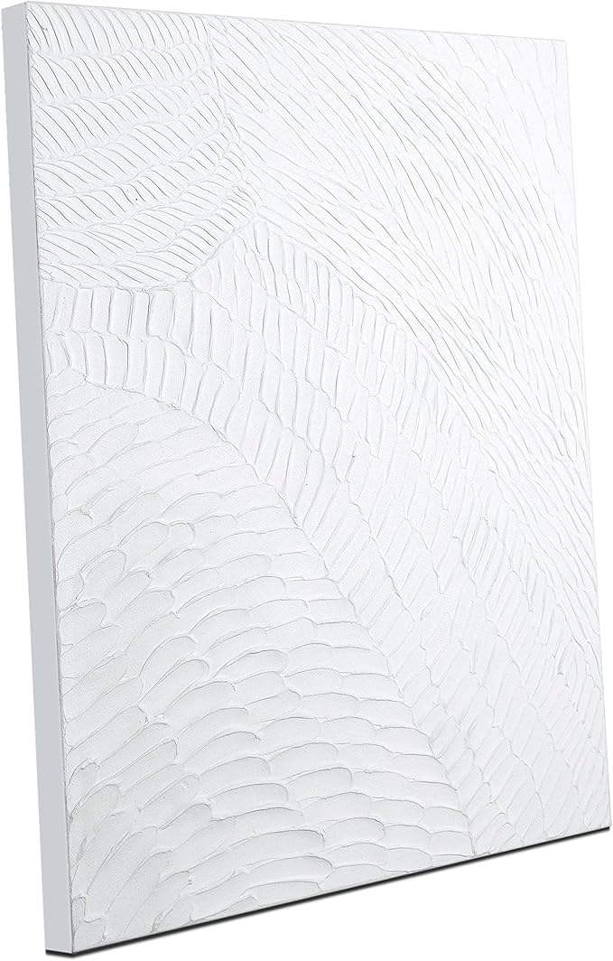 Zessonic White Abstract Wall Art for Living-room - Large Geometry texture Abstract hand-painting artwork Minimalism Contemporary Nordic Decorative for Living Room, Bedroom - 28" W x 40" H